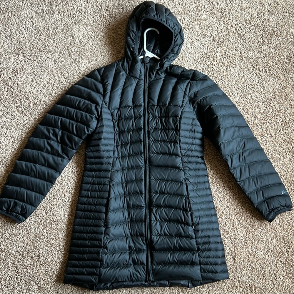 Eddie Bauer women’s Black Quilted long Jacket